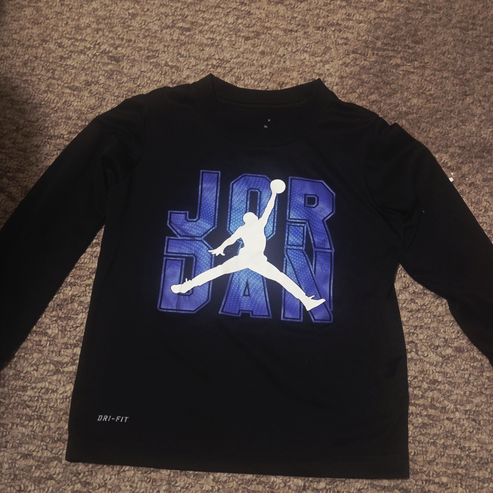 Jordan Kids Black and Blue Long Sleeve Tee